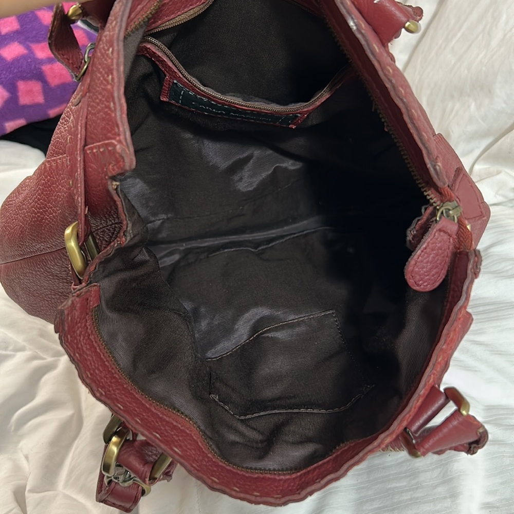 Carla Mancini Grace Wine Woven & Leather Large Shoulder Bag - Picture 6 of 9